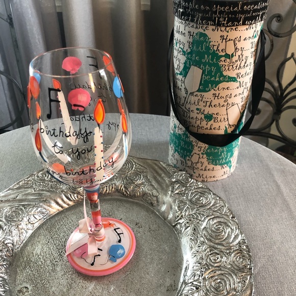Delish Other - DELISH HAND PAINTED STEMWARE “HAPPY BIRTHDAY”